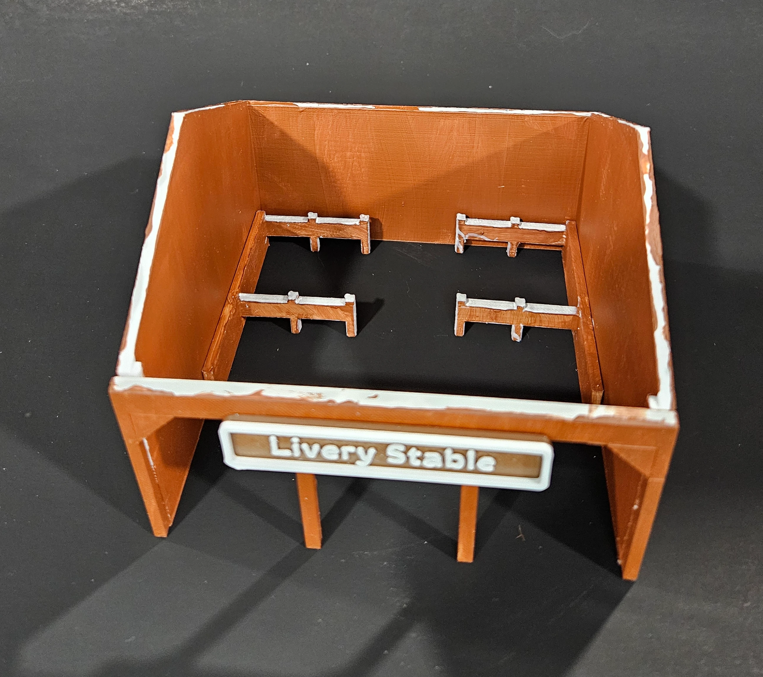 Roof and structure detail on HO scale livery stable